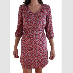 Forever 21 Shift Dress with Belt Size S - Red, Blue, Tan, Lined 1/2 Sleeves